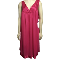 Vanity Fair 2X Hot Pink Carberse Sleeveless Silky Nylon Satin Nightgown ... - £34.85 GBP