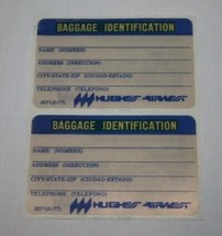2 HUGHES AIRWEST Vintage Baggage Identification Labels Stickers A80 - £11.79 GBP