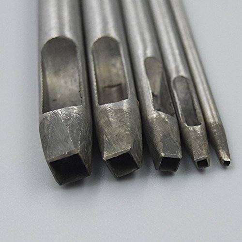 Bluemoona 5 Pcs - Hollow Square Hole Steel Punch Cutter Tool Leather Belt 1mm 2m
