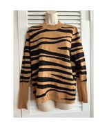 THML Anthropology  brown/black zebra print sweater M gathered shoulders - $18.64