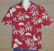 Caribbean Joe Hawaiian Shirt Red White Gray Island Girls Floral Size Large - $24.99