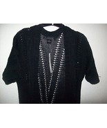 VENUE BLACK KNITTED  SHORT SLEEVE KNIT VEST LONG TOP MEDIUM NWT - $46.58 CAD