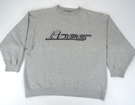 Vintage Boss Par IG Modèles Sweatshirt Col Rond XL Rare 90s Gris Brodé - £30.32 GBP
