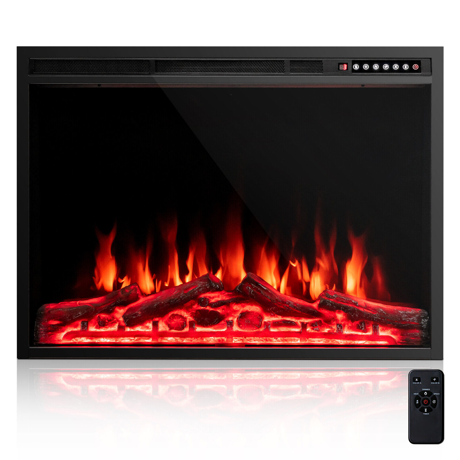 Primary image for Electric 37" Fireplace Insert Heater Log Flame Effect w/ Remote Control 1500W
