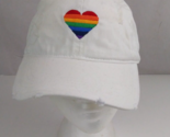White With Rainbow Heart Design Unisex Embroidered Adjustable Baseball Cap - $14.84