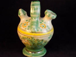 TOLEDO DOUBLE NECK TEA PITCHER Vase Hand Painted Glazed Ceramic Vessel - £5.41 GBP