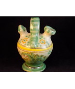 TOLEDO DOUBLE NECK TEA PITCHER Vase Hand Painted Glazed Ceramic Vessel - £5.44 GBP