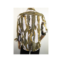 Men Sports Shirt by DE-NIKO Long Sleeves Fashion Print Modal Nk20188 White Olive image 11