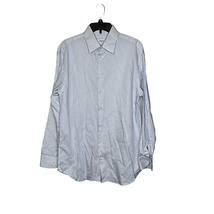 Armani Collezioni Mens Dress Shirt Size 16M White With Blue Stripes 100% Cotton - £26.90 GBP