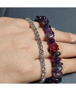 Natural Purple Amethyst Quartz Flower Cinnabar Uneven Beads Rhinestone S... - $141.06 CAD