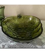 MID CENTURY MODERN 1970S AVOCADO GREEN INDIANA GLASS GRAPE FRUIT SERVING... - $18.70