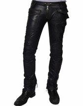 Men&#39;s Black Leather Pants Real Lambskin Biker Moto Genuine Leather Pant ... - $164.51+