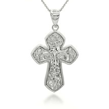 925 Sterling Silver Jesus Christ Face In Holy Cross Pendant Necklace - £26.74 GBP+