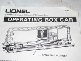 LIONEL - MPC  INSTRUCTIONS FOR OPERATING BOXCAR - GOOD  - SR57 - $2.37