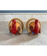 THANKSGIVING COLORFUL  HARD PLASTIC TURKEY SALT AND PEPPER SHAKERS w/Plugs - $15.73