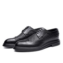 Men Dress Shoes Leather Autumn Stylish Black Wedding Elegant Derby Brogue Shoes  - £56.82 GBP