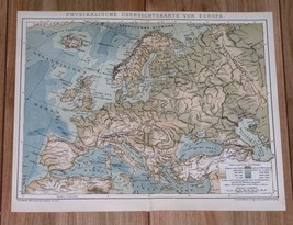 1900 Original Antique Map Physical Europe Poland Russia Germany Austria Hungary - $24.22