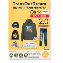 Iron On Heat Transfer Paper For Dark T Shirts & Fabrics (20 Sheets 8.5X11", Dark - £31.69 GBP