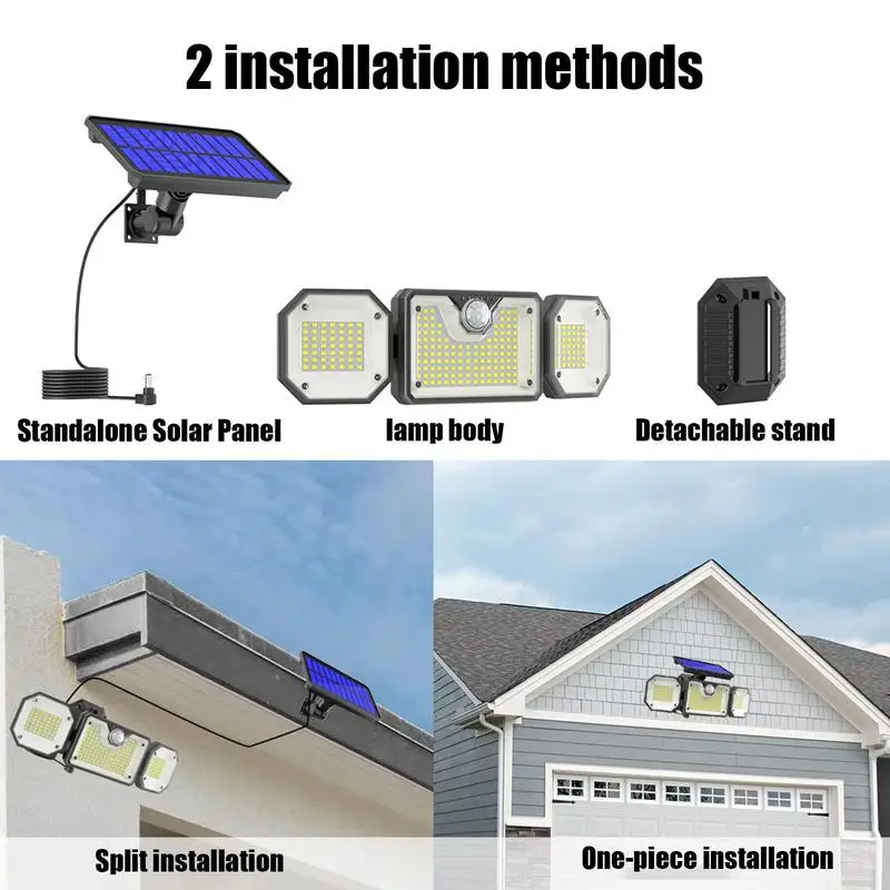 Outdoor Solar Lamp Solar Street Lights Wall Lamp With 3 Adjustable Heads Motion  - £81.06 GBP