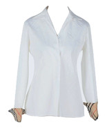 Authentic burberry london women white nova check shirt size M - $99.00
