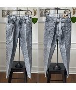 Vintage 80s Lee Acid Wash High Rise Taper Jeans Black 29 x 30 - $41.76