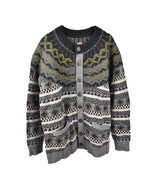PRPS Mens Sweater Fair Isle Buttons Long Sleeve Geometric Relaxed Grey S... - £73.73 GBP