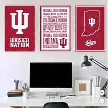 Indiana Hoosiers Wall Art Red White NCAA 3-Piece Adhesive Canvas Peel-an... - $79.99