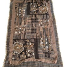 Aziza by Biz Woven Embroidered Wool Scarf Textured BOHO Artsy Wrap Shawl - £31.00 GBP