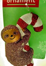 Hugging Sloth Candycane Christmas Tree Ornament Glittery Hanging Decor K... - $10.88