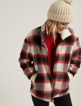 Lucky Brand Sz M Jacket Buffalo Plaid Wool Blend Zip Oversized Coat $245... - £46.92 GBP