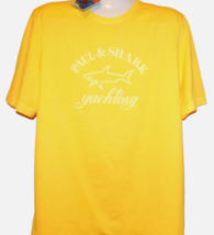 Paul &amp; Shark AUTHENTIC Men&#39;s Yellow Italy Cotton T-Shirt Shirt Size L - $110.99