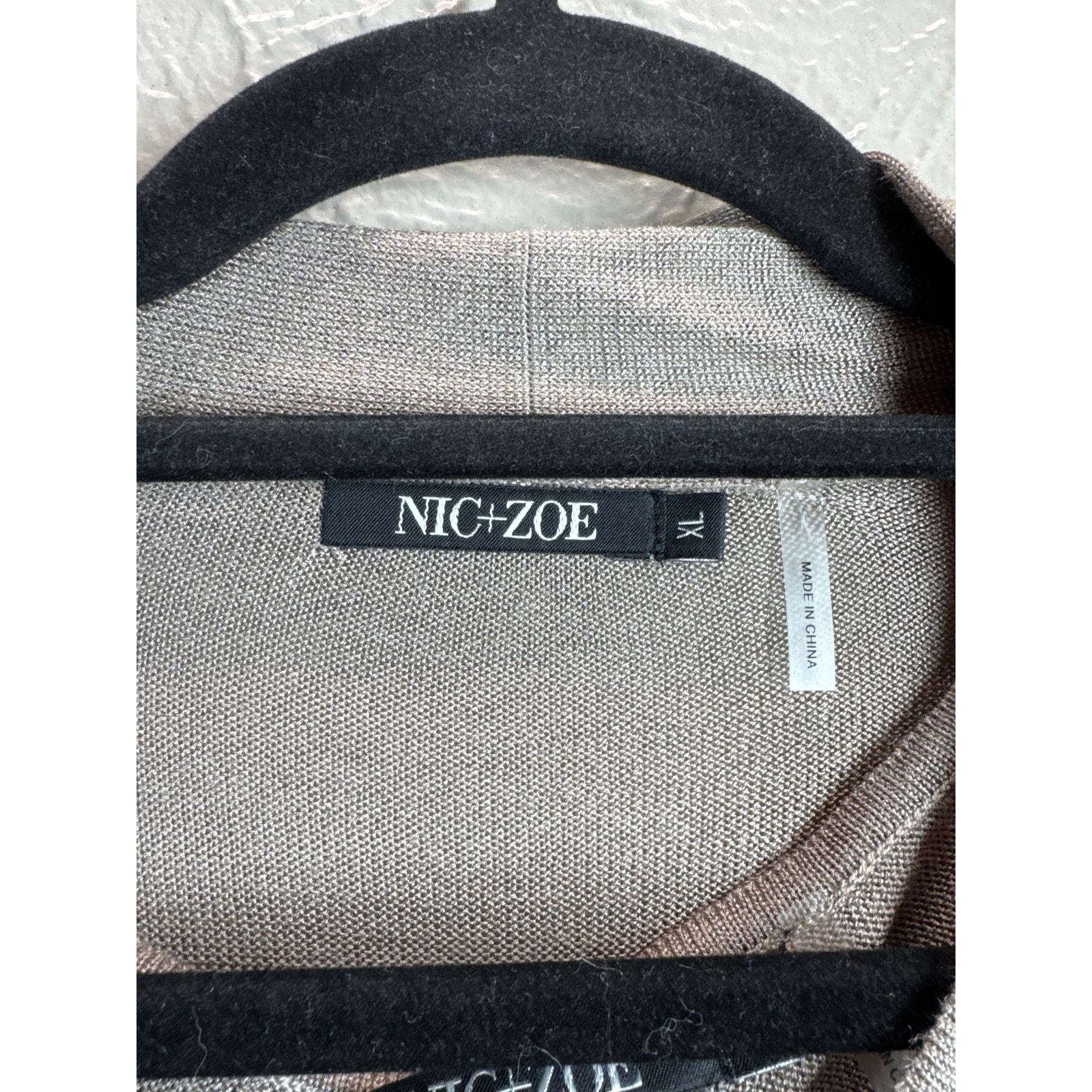 Nic + Zoe Long Silk Blend Cardigan & Tank Two-Piece Set Tan Womens Size XL Item image 3