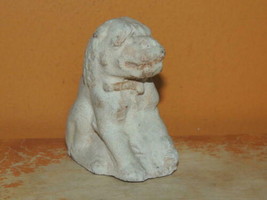 Chinese Mud Foo Lion 3&quot; Mudman Han Style guardian Mud Man figure white clay - $152.99