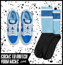 STRIPES Socks for Dunk Low Argon Blue Flash Marina Dutch UNC University Shirt 1 - £16.57 GBP