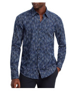 Hugo Boss Men&#39;s Long Sleeve HUGO Ermo Abstract Shirt Casual Slim Fit Dar... - £48.30 GBP