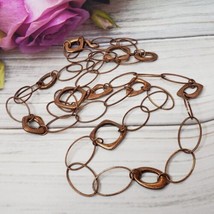 Premier Designs Long Copper Tone Chain Link Statement Necklace - £16.04 GBP