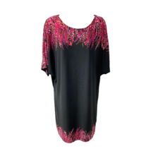 Dressbarn Womens Tunic Dress Black Above Knee Floral Scoop Neck 3/4 Sleeve 6 - £17.04 GBP