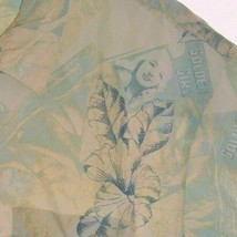 Mens Hawaiian Shirt Trader Bay XL Golden Girl Floral Blue Cotton Button-... - $14.80