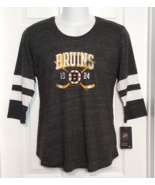 Boston Bruins Fanatics Women&#39;s 3/4 Sleeve Grey T-Shirt Large - $20.57