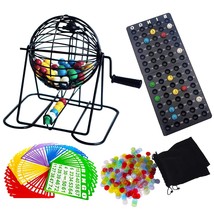 Deluxe Bingo Set With 6 Inch Bingo Cage, 75 Colored Bingo Balls, 50 Bing... - £31.44 GBP