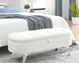 Storage Ottoman Bench With Metal Legs Safety Hinge Storage Chest Foot Re... - $253.99