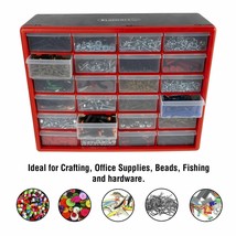 24 Drawers Storage Box Tools Crafts Beads Table Top Wall Mountable 20 x ... - £50.11 GBP