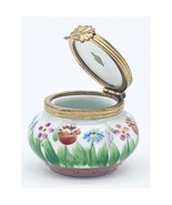 Limoges Porcelain Trinket Box Metal Hinged Flower Floral Peint Main France - €52,96 EUR
