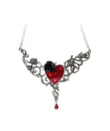 Alchemy Gothic Blood Rose Heart Pendant Necklace - £70.45 GBP