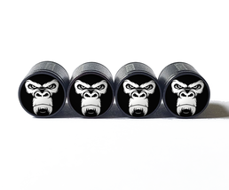 Angry Gorilla Ape (Style 6) Tire Valve Caps - Aluminum - Set of Four - £12.58 GBP