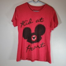 Mickey Mouse Shirt Womens Small Kid at Heart Walt Disney Short Sleeve Red - £11.21 GBP