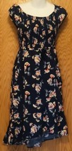 Justice Girls Size 14 Navy Blue Ruffle Skirt Dress Elastic Bodice - £8.16 GBP