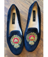 VINTAGE STYLE CRISTHELEN B Sz 35 BLACK FLAT SHOES CROWN HEART - $1,263.66 MXN