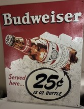 Vintage 12/18 Budweiser Metal Sign - £31.40 GBP