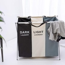 Three Section Laundry Bag Storage Bag Three Laundry Section Hamper Sorte... - $46.54